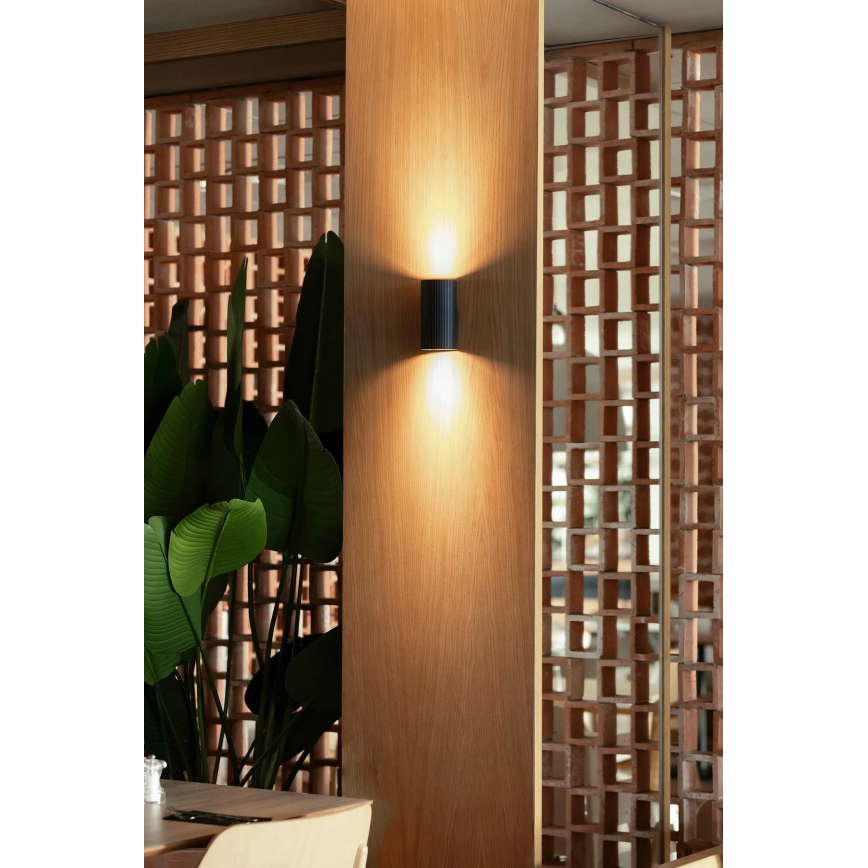 FARO 40543 - Nástěnné svítidlo SOLE 2xGU10/8W/230V černá vroubkovaná kulatý