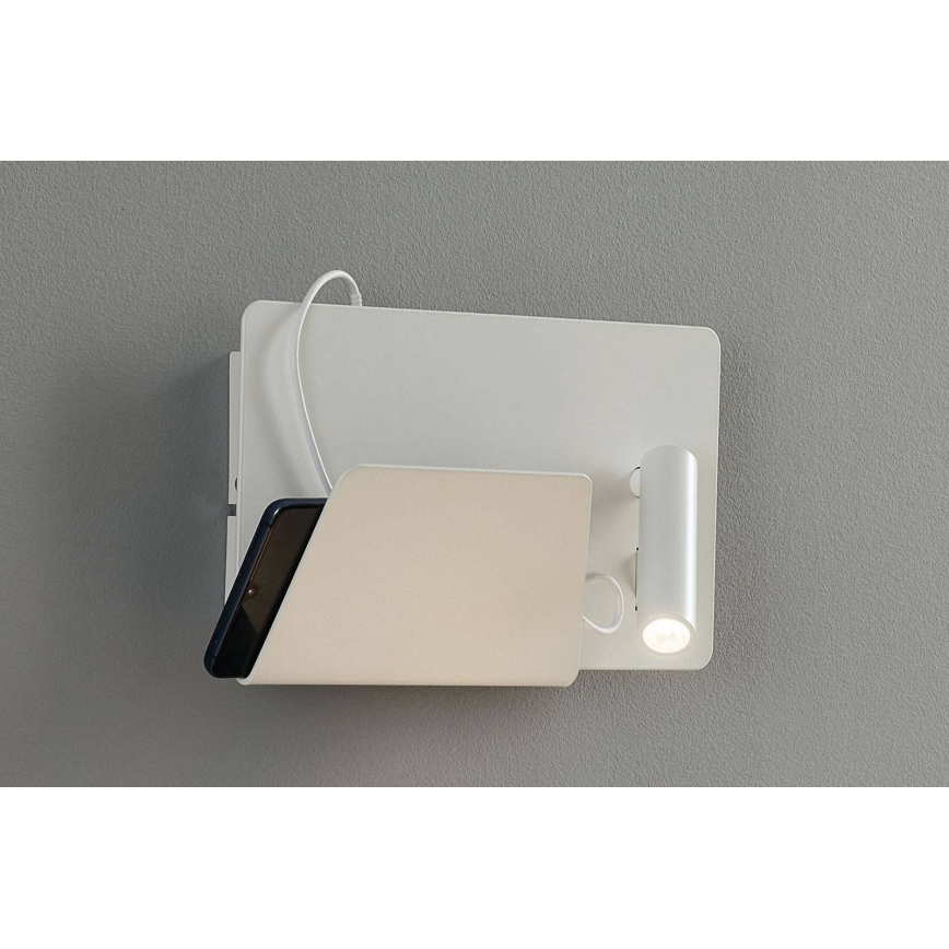 FARO 62124 - LED Nástěnné bodové svítidlo SUAU LED/3W/230V USB bílá