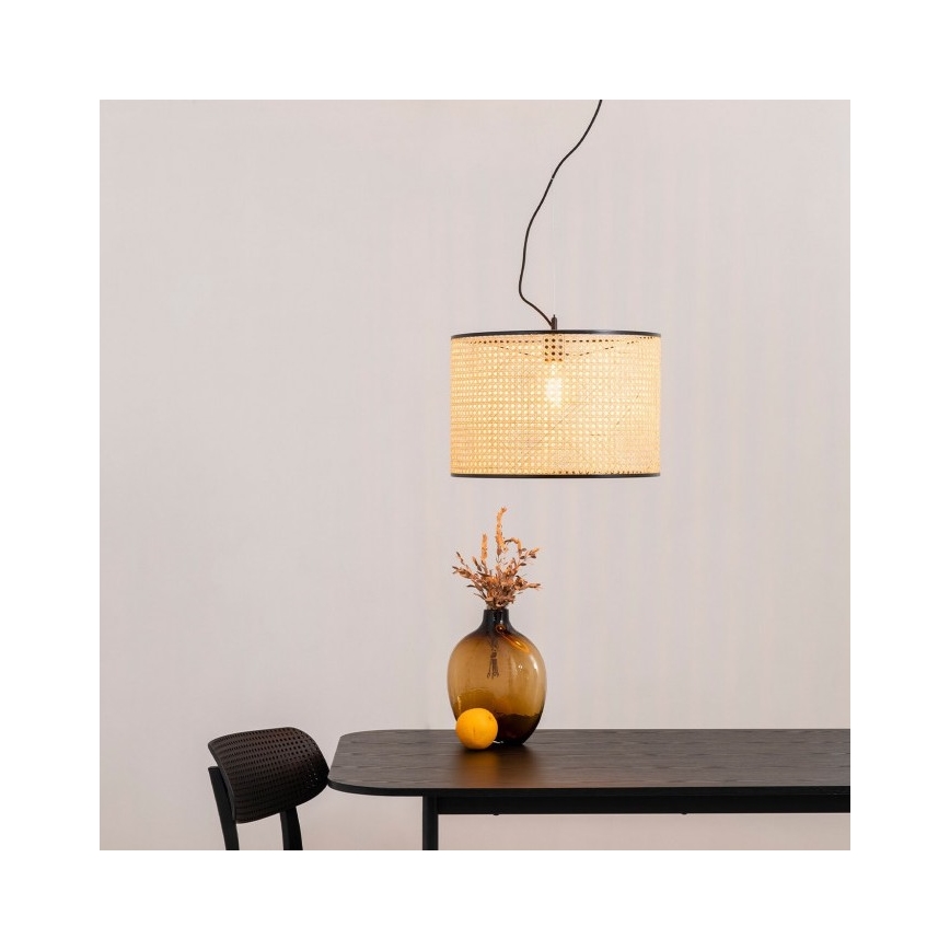 FARO 64314-48 - Lustr na lanku MAMBO 1xE27/15W/230V ratan/černá
