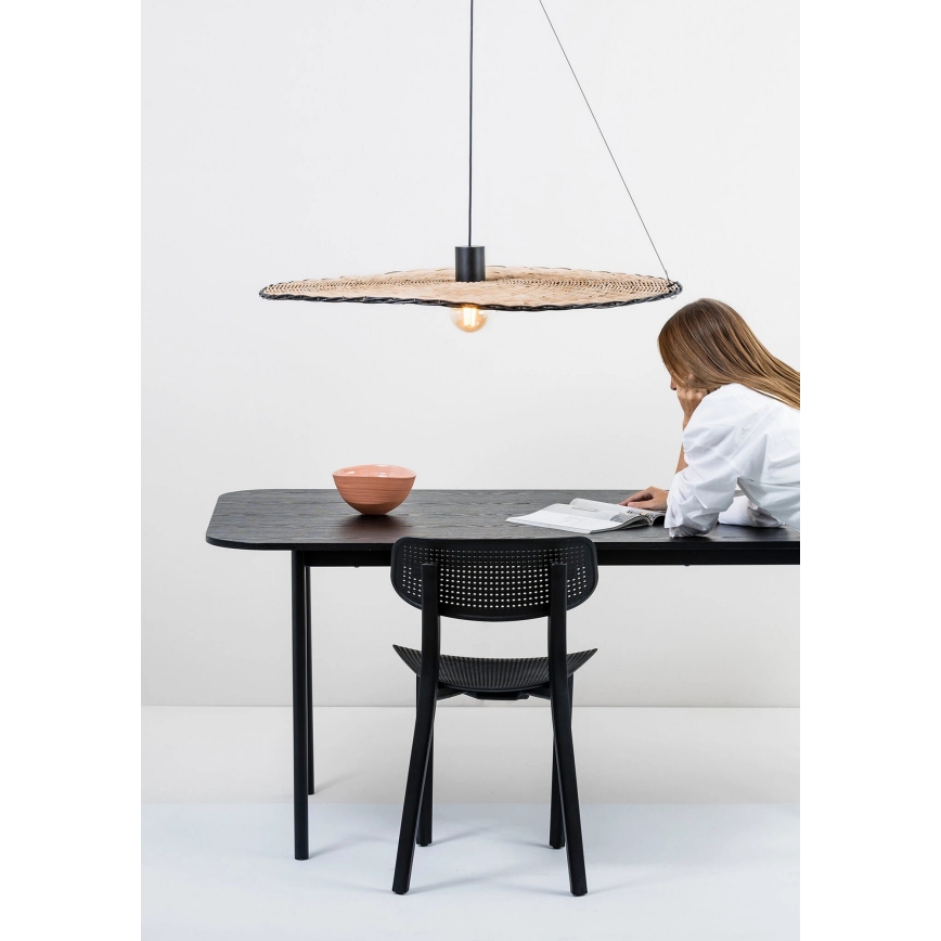 FARO 68590-70 - Lustr na lanku COSTAS 1xE27/15W/230V pr. 100 cm černá/ratan