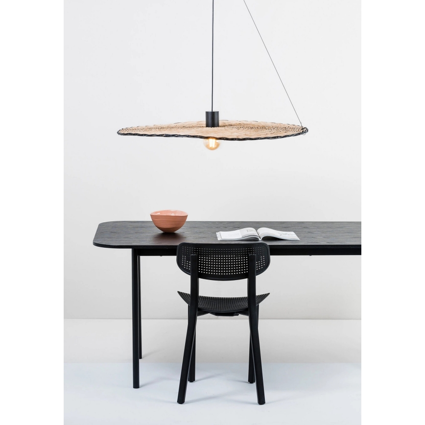 FARO 68590-70 - Lustr na lanku COSTAS 1xE27/15W/230V pr. 100 cm černá/ratan