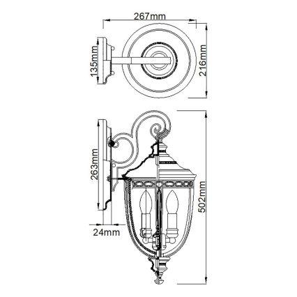 Feiss - Venkovní nástěnné svítidlo ENGLISH BRIDLE 3xE14/60W/230V IP44