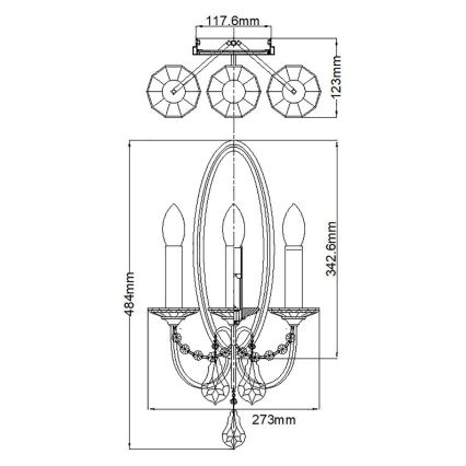 Feiss - Nástěnné svítidlo VALENTINA 3xE14/60W/230V mosaz