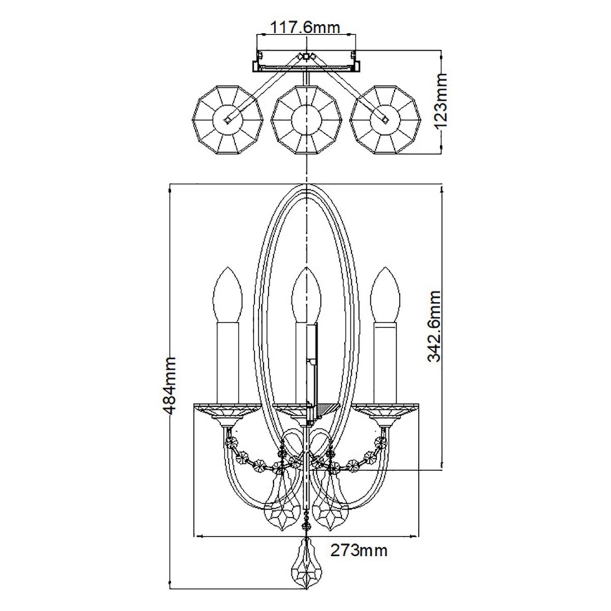 Feiss - Nástěnné svítidlo VALENTINA 3xE14/60W/230V mosaz