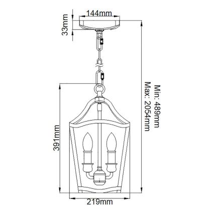 Feiss - Lustr na řetězu YARMOUTH 3xE14/60W/230V