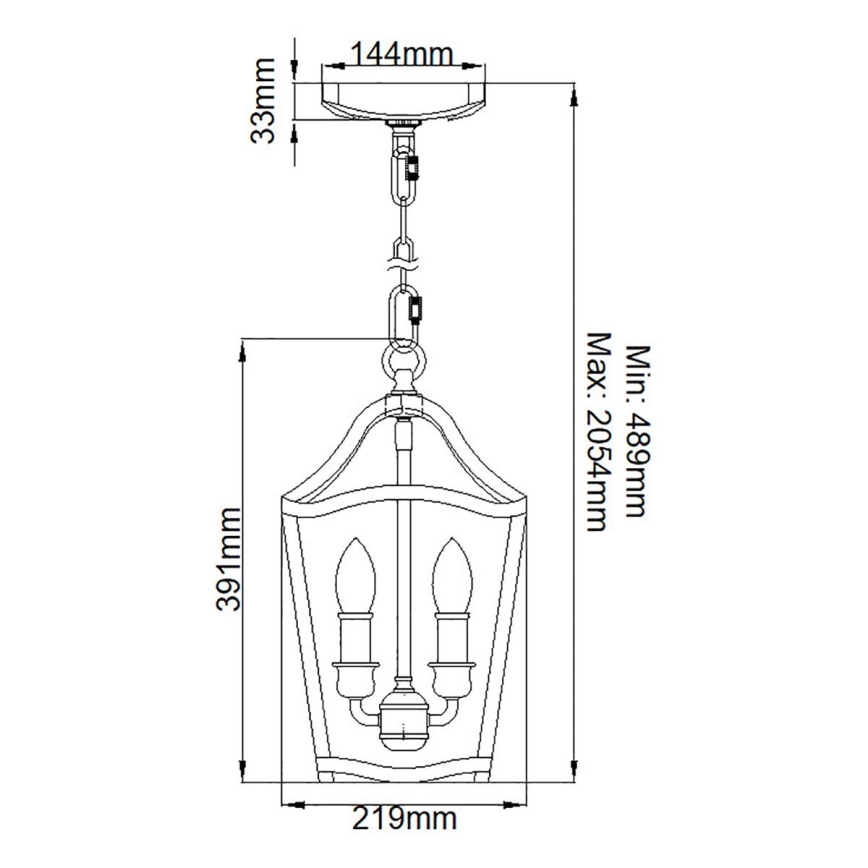 Feiss - Lustr na řetězu YARMOUTH 3xE14/60W/230V