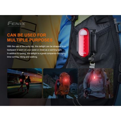 Fenix BC05RV20 - LED Nabíjecí svítidlo na kolo LED/USB IP66 15 lm 120 h