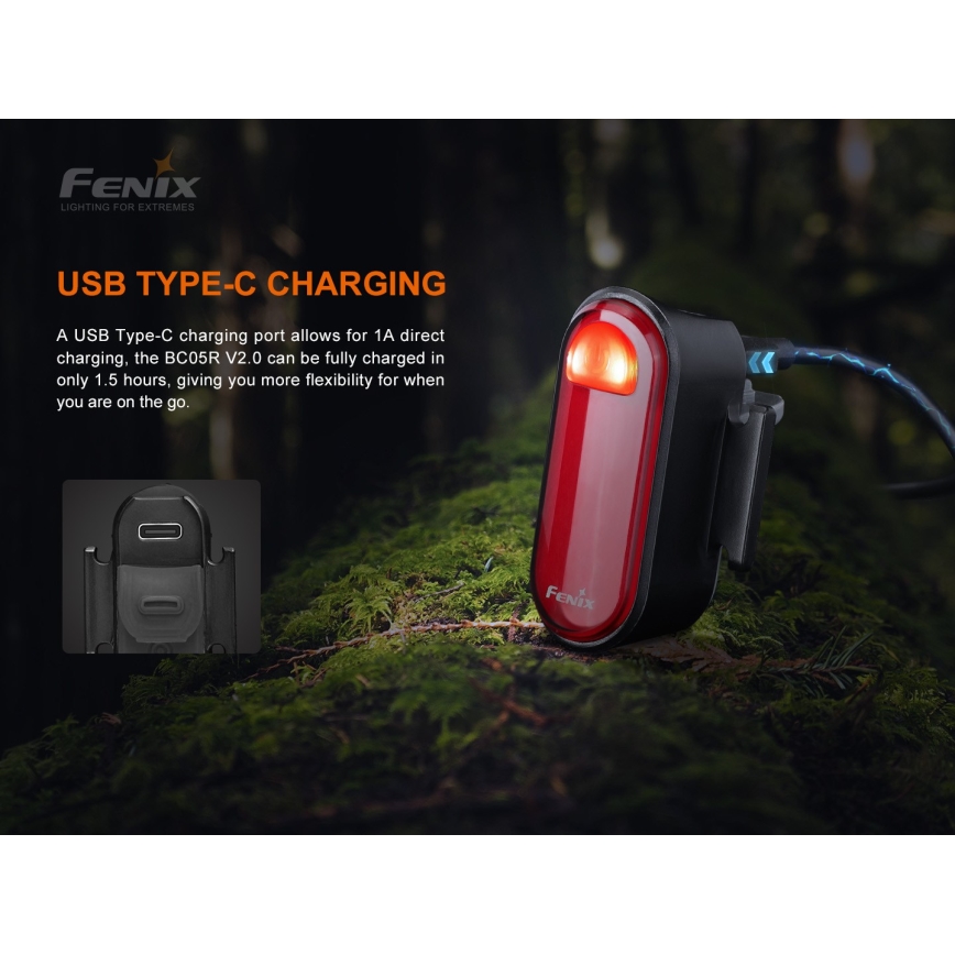 Fenix BC05RV20 - LED Nabíjecí svítidlo na kolo LED/USB IP66 15 lm 120 h