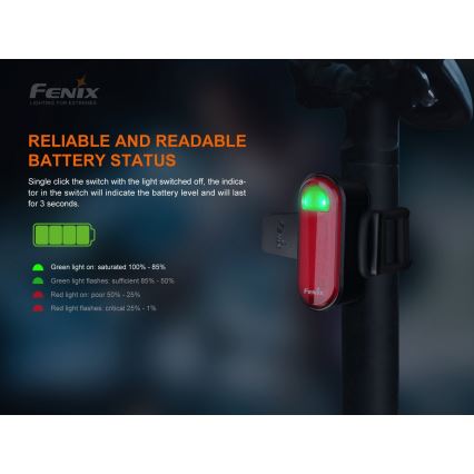 Fenix BC05RV20 - LED Nabíjecí svítidlo na kolo LED/USB IP66 15 lm 120 h