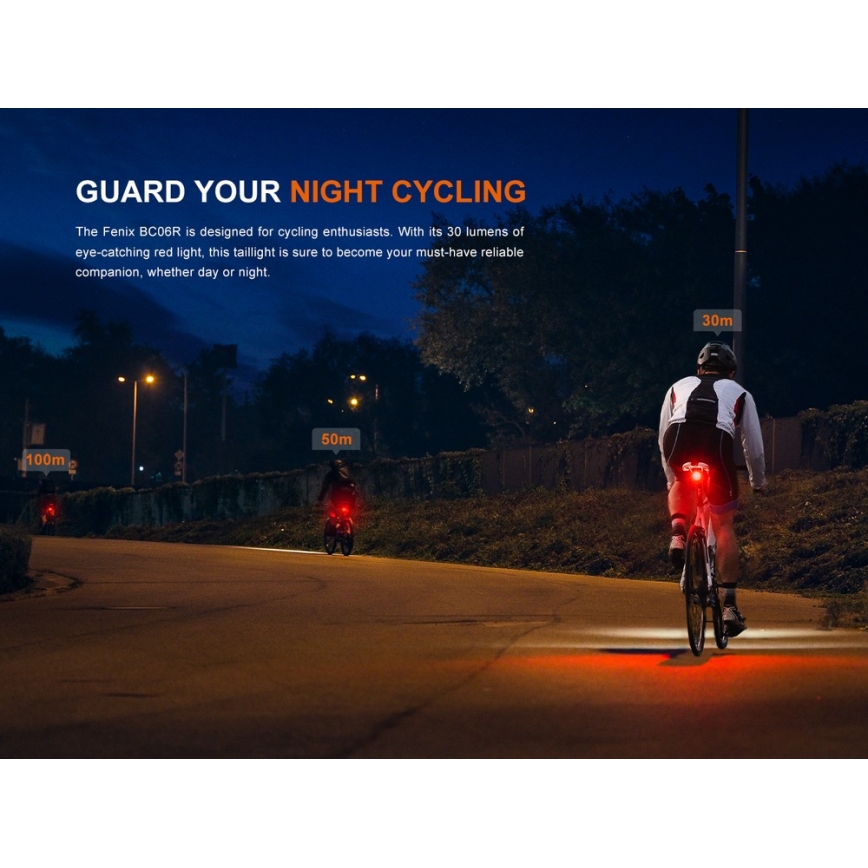 Fenix BC06R - LED Stmívatelná nabíjecí blikačka na kolo LED/USB IP66 90 lm 24,5 h 560 mAh