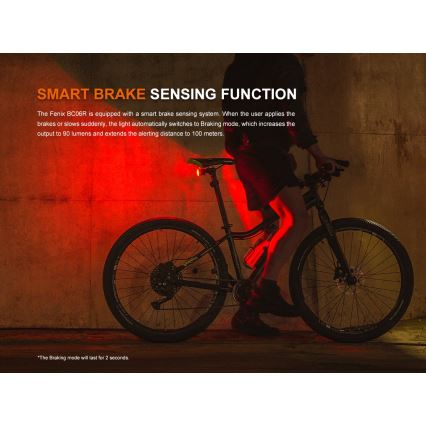 Fenix BC06R - LED Stmívatelná nabíjecí blikačka na kolo LED/USB IP66 90 lm 24,5 h 560 mAh