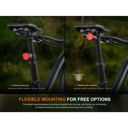 Fenix BC06R - LED Stmívatelná nabíjecí blikačka na kolo LED/USB IP66 90 lm 24,5 h 560 mAh