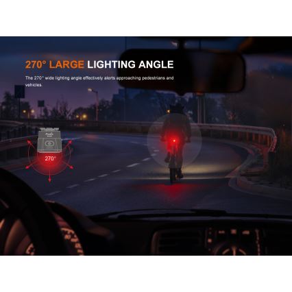Fenix BC06R - LED Stmívatelná nabíjecí blikačka na kolo LED/USB IP66 90 lm 24,5 h 560 mAh