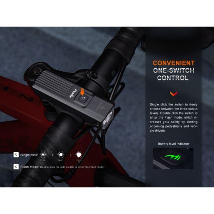 Fenix BC15R - LED Stmívatelné nabíjecí svítidlo na kolo LED/USB IP66 400 lm 31,5 h