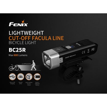 Fenix BC25R - LED Nabíjecí svítidlo na kolo LED/USB IP66 600 lm 36 h