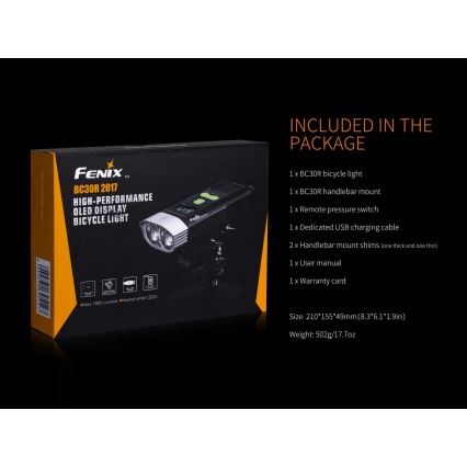 Fenix BC30RV2 - LED Nabíjecí svítidlo na kolo LED/USB IP66 1800 lm 36 h