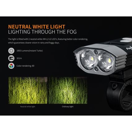 Fenix BC30RV2 - LED Nabíjecí svítidlo na kolo LED/USB IP66 1800 lm 36 h