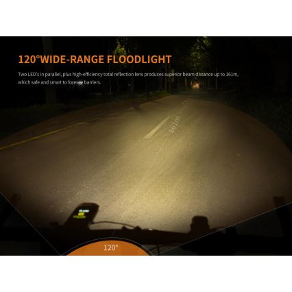 Fenix BC30RV2 - LED Nabíjecí svítidlo na kolo LED/USB IP66 1800 lm 36 h