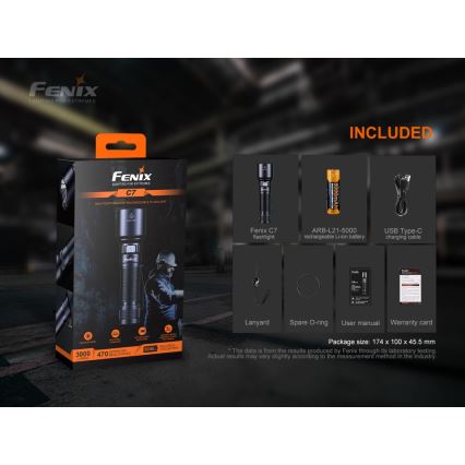 Fenix C7 - LED Stmívatelná nabíjecí svítilna LED/1x21700 IP68 3000 lm 68 h