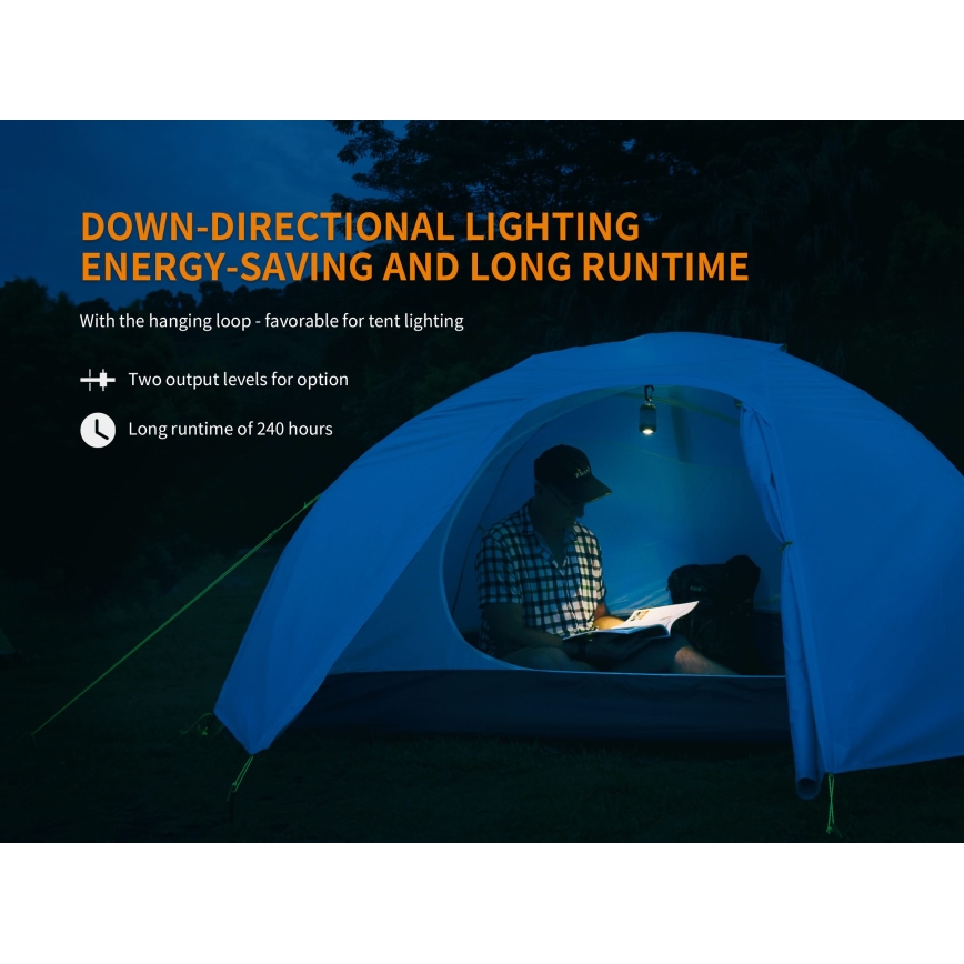 Fenix CL26RBLACK - LED Stmívatelná přenosná nabíjecí lampa LED/USB IP66 400 lm 400 h černá