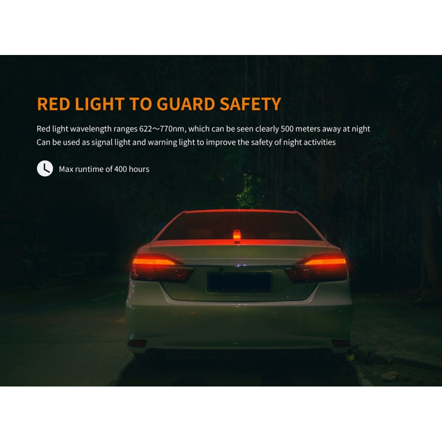 Fenix CL26RRED - LED Stmívatelná přenosná nabíjecí lampa LED/USB/2xCR123A IP66 400 lm 400 h 2600 mAh oranžová