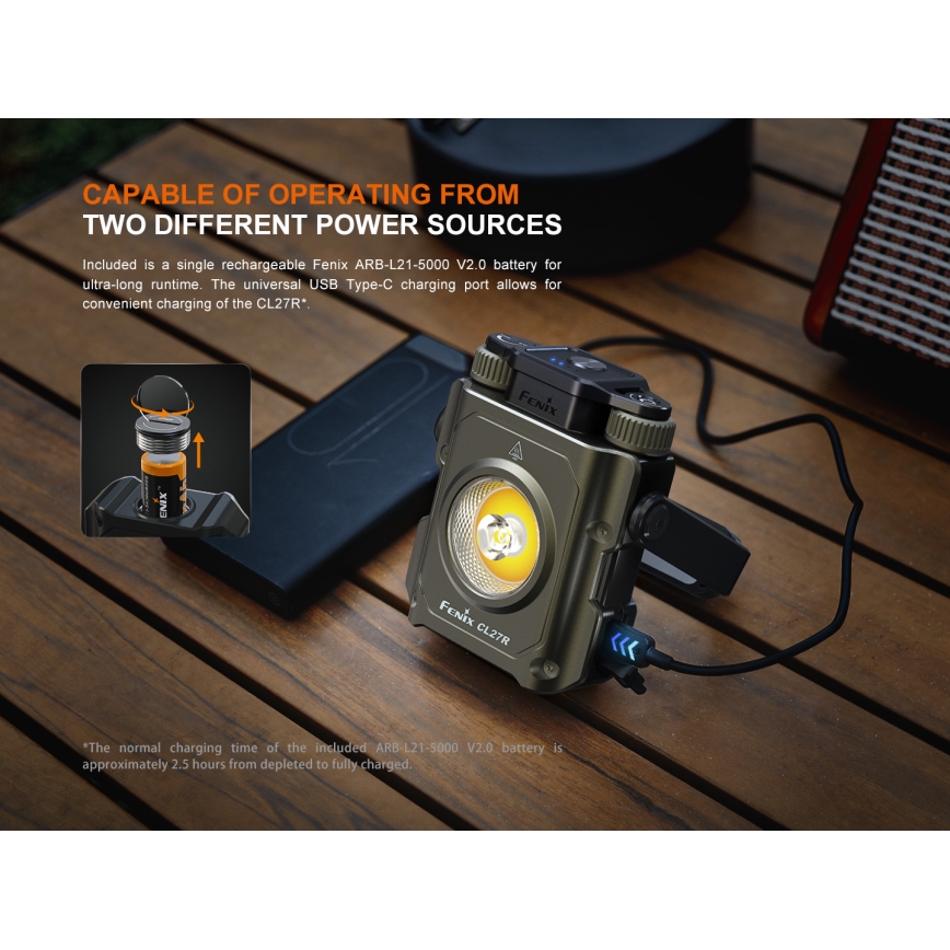Fenix CL27RGRE - LED Stmívatelné nabíjecí svítidlo LED/USB IP66 1600 lm 285 h 5000 mAh