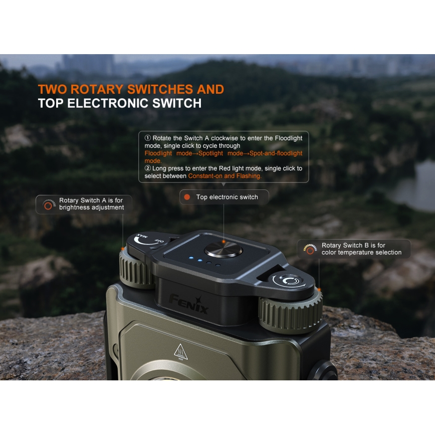 Fenix CL27RGRE - LED Stmívatelné nabíjecí svítidlo LED/USB IP66 1600 lm 285 h 5000 mAh