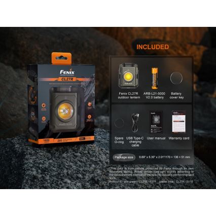 Fenix CL27RGRE - LED Stmívatelné nabíjecí svítidlo LED/USB IP66 1600 lm 285 h 5000 mAh