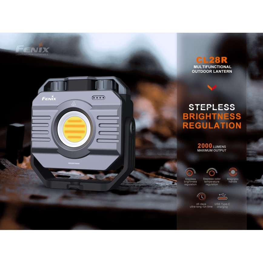 Fenix CL28R - LED Stmívatelný nabíjecí reflektor s powerbankou LED/USB IP66 2000 lm 360 h 10000 mAh