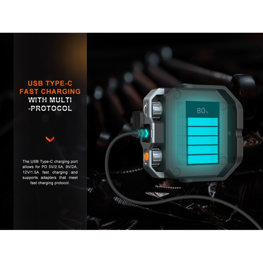 Fenix CL28R - LED Stmívatelný nabíjecí reflektor s powerbankou LED/USB IP66 2000 lm 360 h 10000 mAh