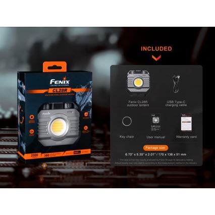 Fenix CL28R - LED Stmívatelný nabíjecí reflektor s powerbankou LED/USB IP66 2000 lm 360 h 10000 mAh