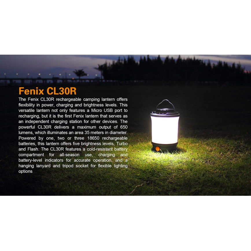 Fenix CL30R - LED Přenosná nabíjecí lampa LED/USB/6xCR123A IPX7 650 lm 300 h 2600 mAh