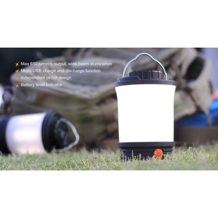 Fenix CL30R - LED Přenosná nabíjecí lampa LED/USB/6xCR123A IPX7 650 lm 300 h 2600 mAh