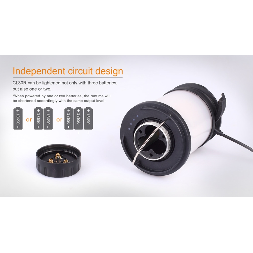 Fenix CL30R - LED Přenosná nabíjecí lampa LED/USB/6xCR123A IPX7 650 lm 300 h 2600 mAh