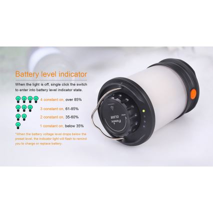 Fenix CL30R - LED Přenosná nabíjecí lampa LED/USB/6xCR123A IPX7 650 lm 300 h 2600 mAh