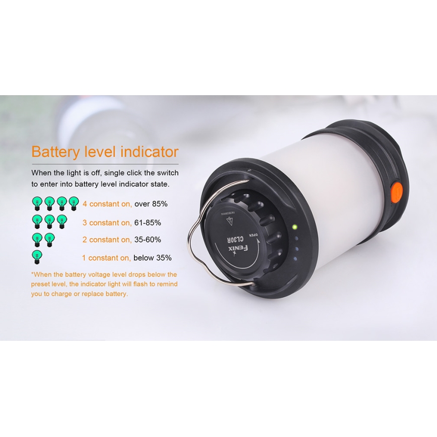 Fenix CL30R - LED Přenosná nabíjecí lampa LED/USB/6xCR123A IPX7 650 lm 300 h 2600 mAh