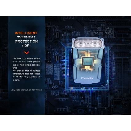Fenix E03RV20BLU - LED Nabíjecí svítilna LED/USB IP66 500 lm 30 h