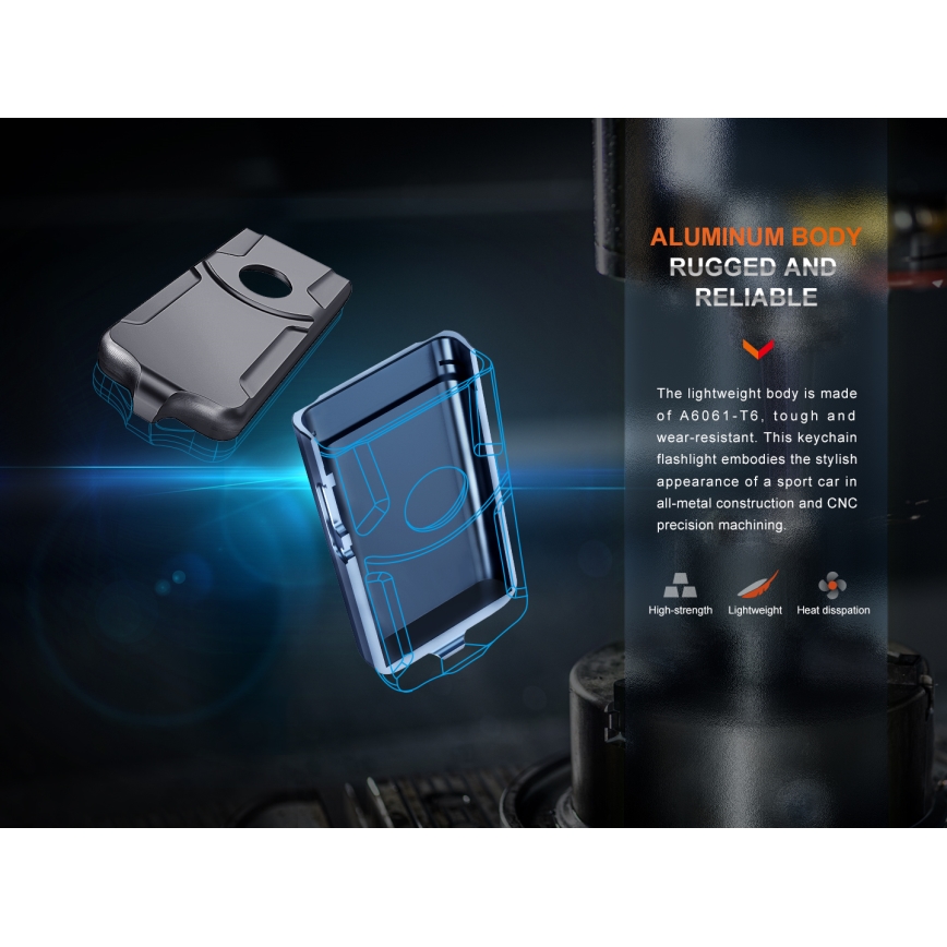 Fenix E03RV20GREY - LED Nabíjecí svítilna LED/USB IP66 500 lm 30 h 400 mAh