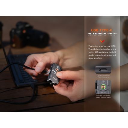 Fenix E03RV20GREY - LED Nabíjecí svítilna LED/USB IP66 500 lm 30 h 400 mAh
