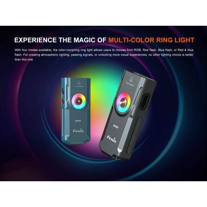 Fenix E06RGRY - LED Stmívatelná nabíjecí svítilna UV LED/USB IP66 700 lm 60 h šedá