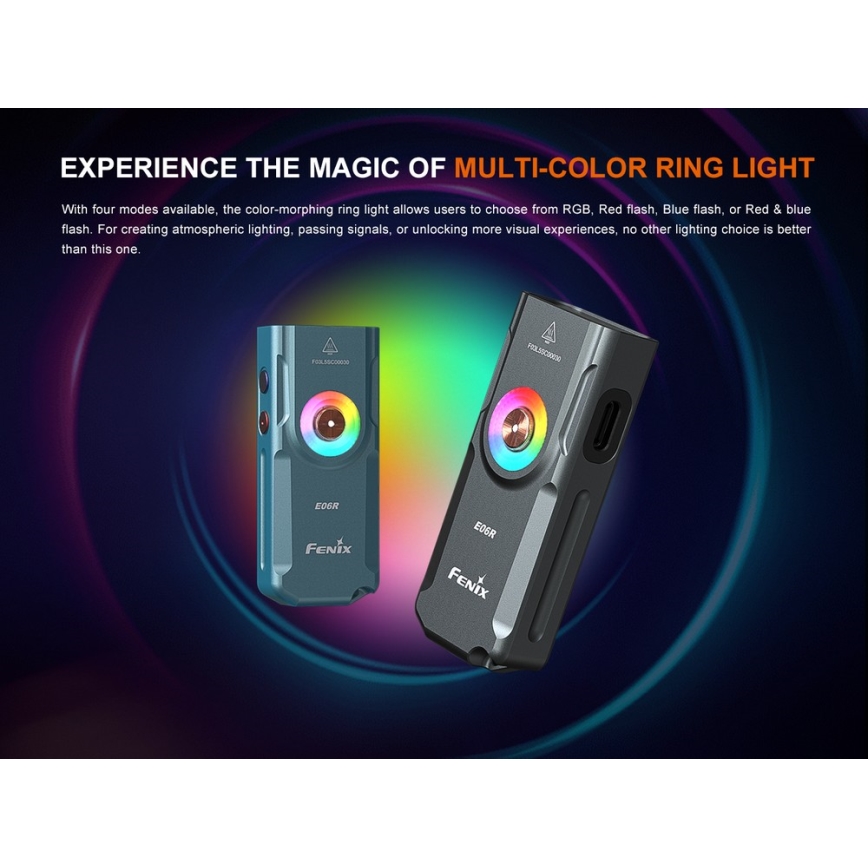 Fenix E06RGRY - LED Stmívatelná nabíjecí svítilna UV LED/USB IP66 700 lm 60 h šedá