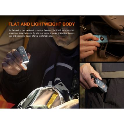 Fenix E06RGRY - LED Stmívatelná nabíjecí svítilna UV LED/USB IP66 700 lm 60 h šedá