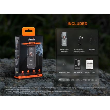 Fenix E06RGRY - LED Stmívatelná nabíjecí svítilna UV LED/USB IP66 700 lm 60 h šedá