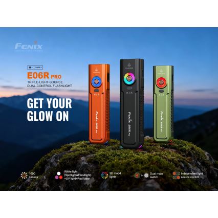 Fenix E06RPROEUOLI - LED Stmívatelná nabíjecí svítilna LED/USB 1650 mAh IP66 1600 lm 111 h zelená