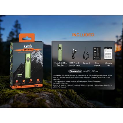 Fenix E06RPROEUOLI - LED Stmívatelná nabíjecí svítilna LED/USB 1650 mAh IP66 1600 lm 111 h zelená