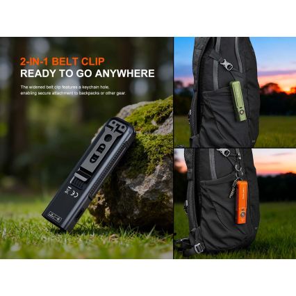 Fenix E06RPROEUOLI - LED Stmívatelná nabíjecí svítilna LED/USB 1650 mAh IP66 1600 lm 111 h zelená