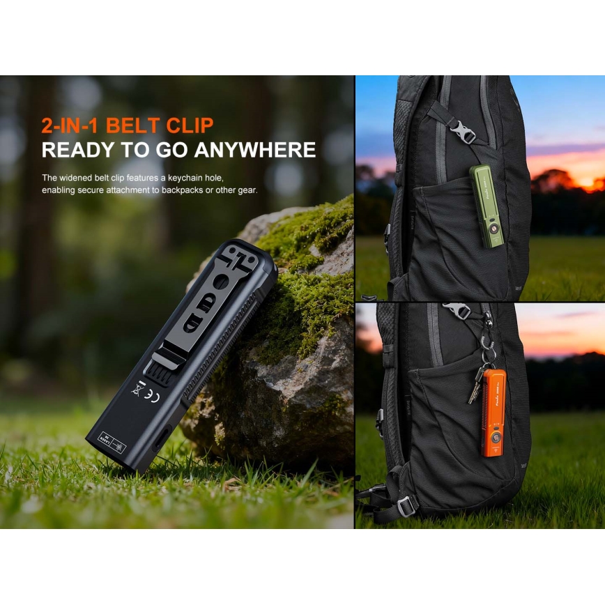 Fenix E06RPROEUOLI - LED Stmívatelná nabíjecí svítilna LED/USB 1650 mAh IP66 1600 lm 111 h zelená