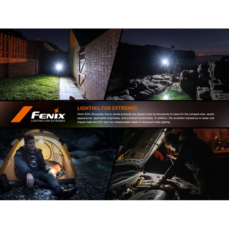 Fenix E12V30 - LED Stmívatelná nabíjecí svítilna LED/1xAA 2000 mAh IP68 200 lm 100 h černá