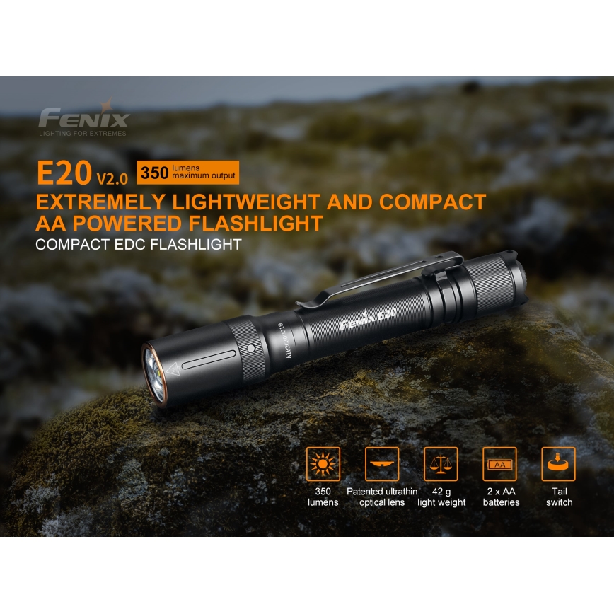 Fenix E20V20 - LED Svítilna LED/2xAA IP68 350 lm 200 h