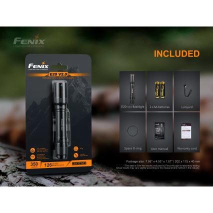 Fenix E20V20 - LED Svítilna LED/2xAA IP68 350 lm 200 h